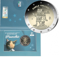 Italië 2 euro 2026 Carlo Collodi Pinokkio FDC Coincard