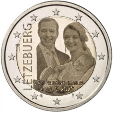 Luxemburg 2 euro 2020 Prins Charles - Foto - UNC muntteken Leeuw + Mercuriusstaaf