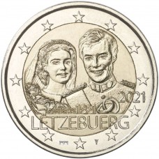 Luxemburg 2 euro 2021 Willem - UNC relief - muntteken Sint Servaasbrug + Mercuriusstaaf