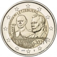 Luxemburg 2 euro 2021 Jean - UNC relief - muntteken Sint Servaasbrug + Mercuriusstaaf