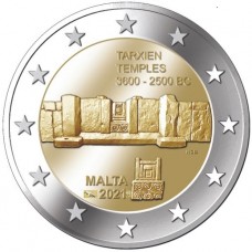 Malta 2 euro 2021 Tarxien Tempels UNC met Frans muntteken Malta 2 euro 2021 Tarxien Tempels UNC met Frans muntteken