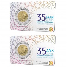 2x Belgie 2 euro 2022 Erasmus BU in coincard (FR + NL)