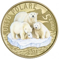 Italie 5 euro 2021 Bedreigde diersoorten - Polar beer PROOF