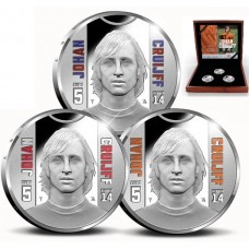 Nederland 5 Euro 2017 Johan Cruijff Zilveren Proof Kleurset (Ajax Barcelona Oranje)