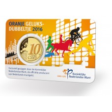 Nederland 10 cent 2016: 'Oranje Geluksdubbeltje' in coincard