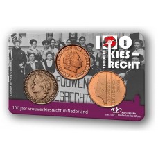 Nederland 2019: 100 jaar Vrouwenkiesrecht in coincard (3x 5 cent) Nederland 2019: 100 jaar Vrouwenkiesrecht in coincard (3x 5 cent)