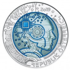 Oostenrijk 25 Euro 2019 Artificial Intelligence Zilver Special UNC Niob
