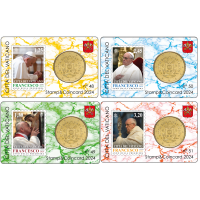 Vaticaan 50 cent 2024 Postzegel Coincards nr. 48 t/m 51 Vaticaan 50 cent 2024 Postzegel Coincards nr. 48 t/m 51