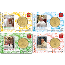 Vaticaan 50 cent 2024 Postzegel Coincards nr. 48 t/m 51 Vaticaan 50 cent 2024 Postzegel Coincards nr. 48 t/m 51
