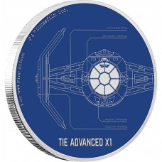 Niue 2 dollar 2017 Star Wars - Ships - 6. TIE Advanced X1™ - 1 Oz. zilver Niue 2 dollar 2017 Star Wars - Ships - 6. TIE Advanced X1™ - 1 Oz. zilver